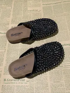 Women's Soft Wood Heel Mules, Round Toe Casual Shoes, Comfortable PU Upper & Rubber Sole, Perfect for Summer