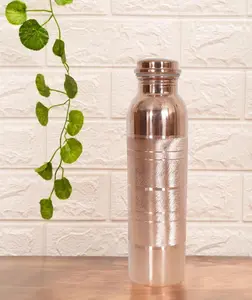 COPPER BOTTLE Pure Copper Water Bottle 34 Oz Copper Water Bottle - Leak Proof (34 Oz) (Without Pitambari Powder)