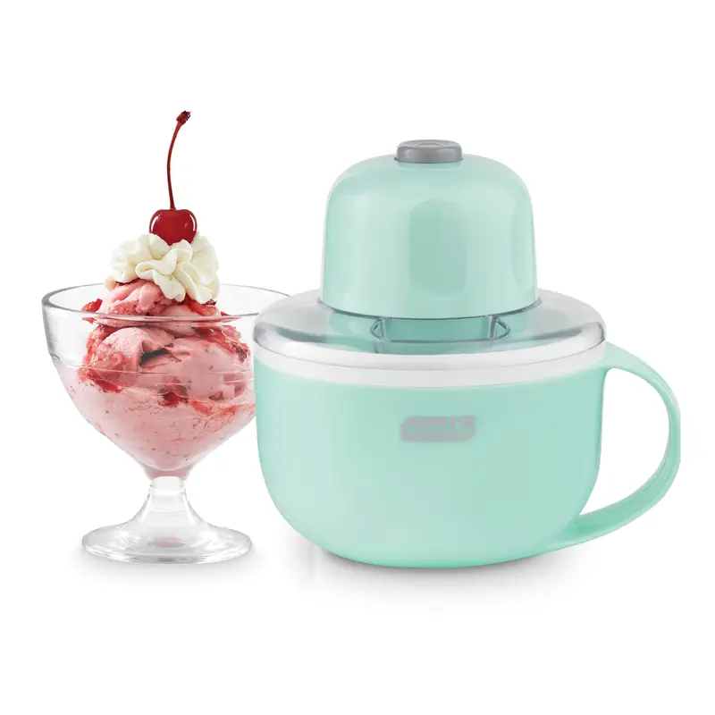 DASH Compact Ice Cream Machine - Automatic Single Bowl Ice Cream Maker with Built-in Ingredient Chute, Compact SmartStore Design, Detachable Motor & Cover, 1-Touch Power, Freezable Mug Functionality for Home Kitchen Use