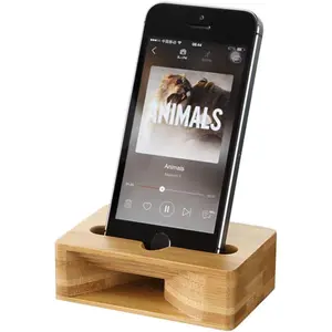 Wooden Sound Amplifier Stand Holder for Iphone, Natural Loudspeaker Mini Megaphone Cell Phone Stand (Square)