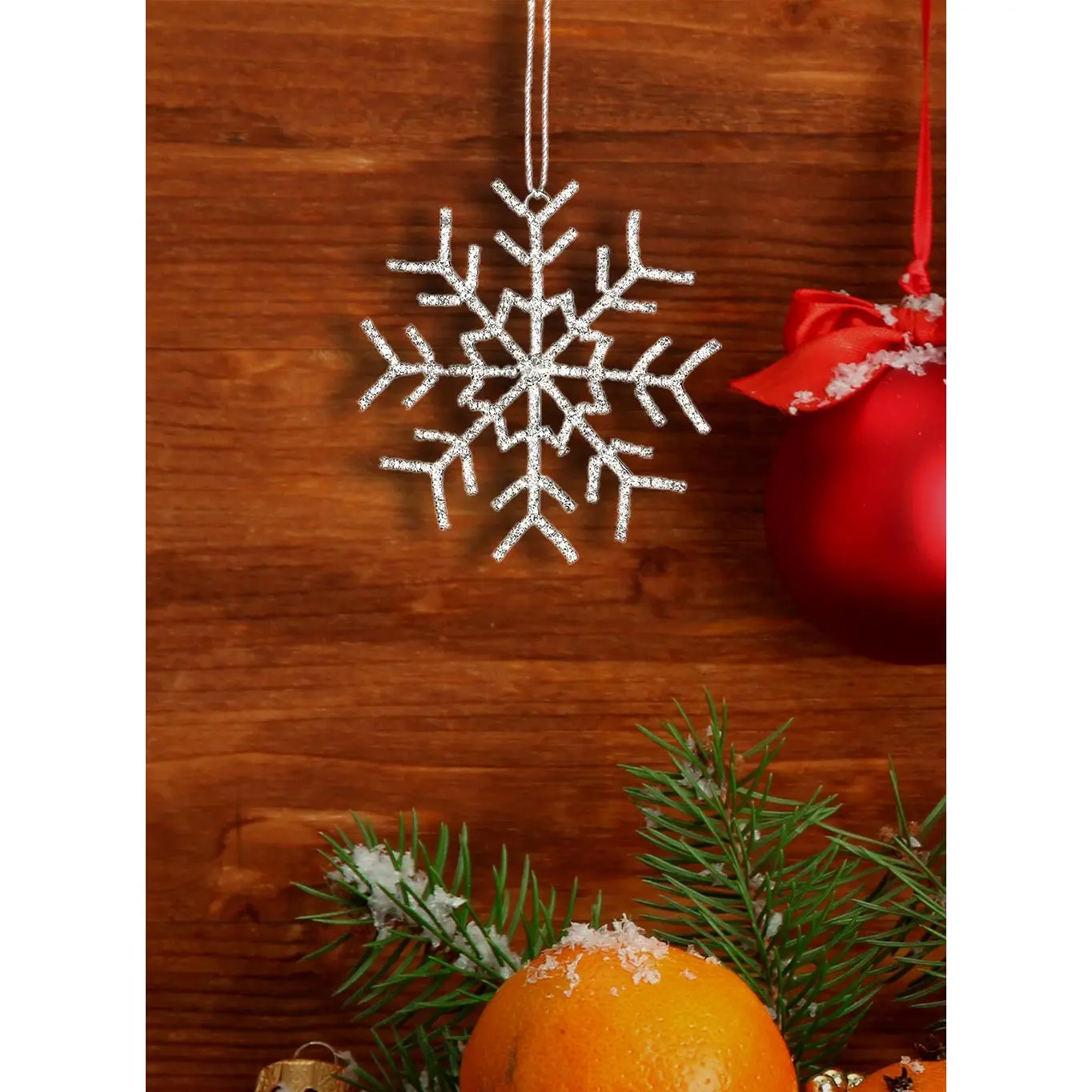 4" Rhinestone Snow Flake Ornament, Set of 6