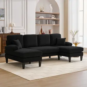 【2 Packages】98" U Shaped Couch with 18" Seat Height, Sectional Couches for Living Room, 4 Seater Couch Set with Double Chaise for Apartment, Living Room Sofas, Chenille