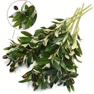 6pcs Lifelike Artificial Olive Leaves & Berries Bouquet - Ideal for Wedding Centerpieces, Birthday Party Decor, and Home Garden Enhancements, Wedding Floral Decorations, Fruit