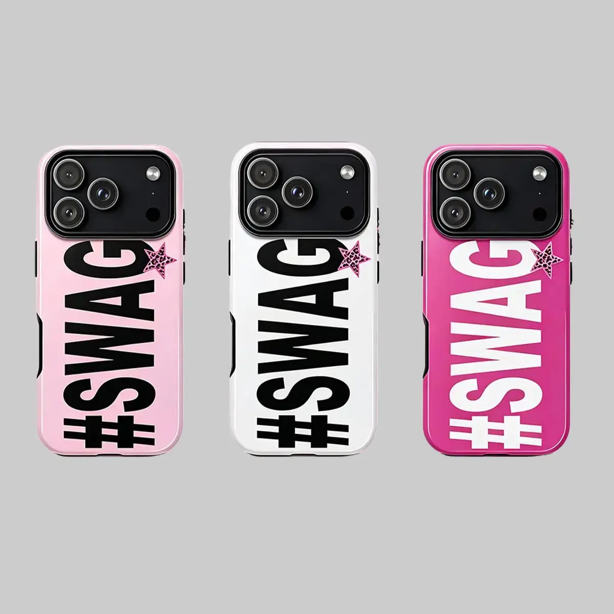 Magnetic Wireless Charging Compatible #SWAG Y2K Star Phone Case Magnetic Shockproof Hard Cover Bold Text Print for iPhone17/16/15/14/13 Pro Max Aesthetic Girly Wireless Charging Case strong protection