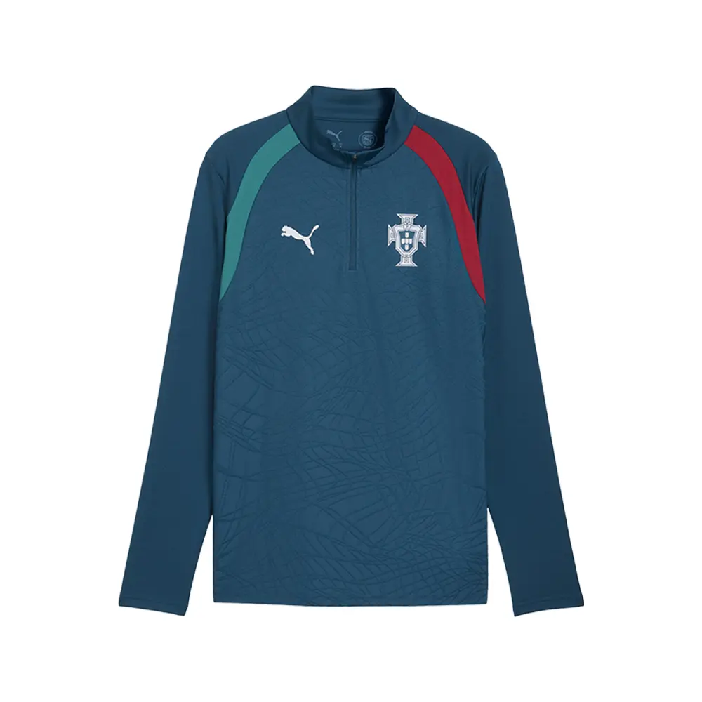 PUMA Mens Portugal Crew Neck Long Sleeve Quarter Zip Casual Tops Casual - Blue
