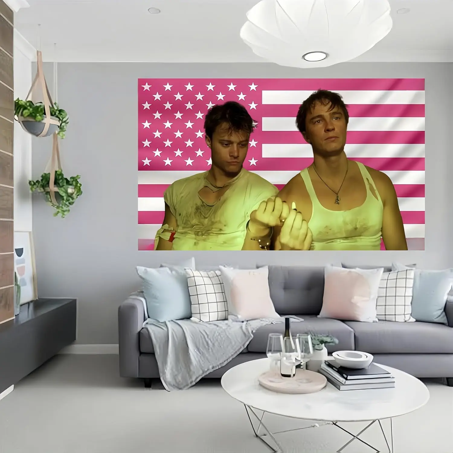 Tapestry Wall Banner, Soft Tone Art Figure Flag Print for Bedroom Indoor Room DecorCustom Aesthetic TapestryFlag Drew JJ Tapestry Pink Rafe America Funny Starkey Cameron Maybank Flag poster  for College Dorm Decor, Room Decor Flag Merch Gift 3x5ftAnime Fl