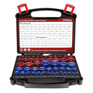 52pcs Thread Checker, 27 SAE & 25 Metric Nut and Bolt Thread Checker, Thread Gauge, Bolt Size Finder Kit for Size Check in Tricky and Narrow Areas