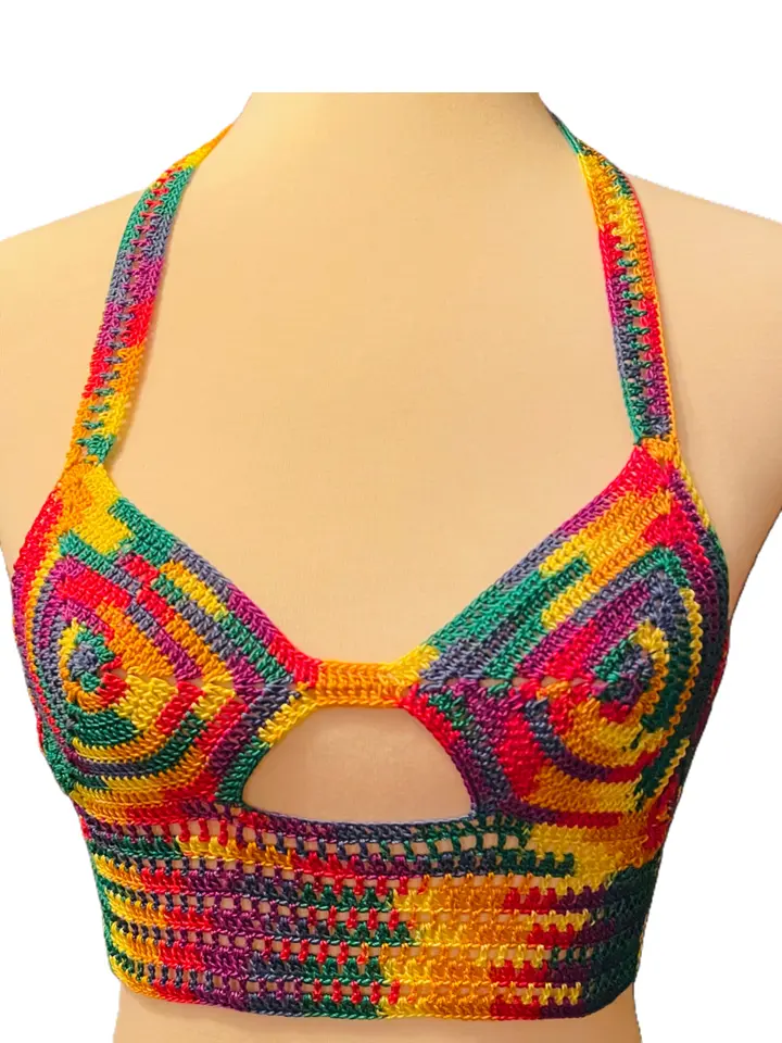 Handmade Crochet Halter Top | Wrapped Waist or Cropped Style | Made to Order | Festival, Beach & Boho Fashion | Custom Color Choices Cotton Womenswear