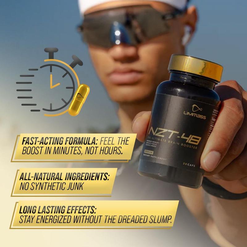 3 Bottles of NZT-48 Ultimate Brain Booster by Limitless - Organic Extract for Cognitive Function & Immune Support