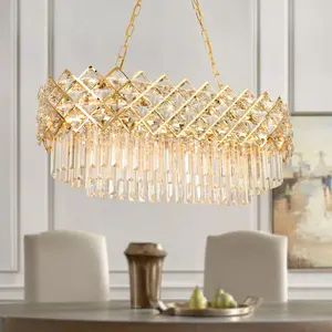 Modern Crystal Chandeliers Gold K9 Crystal Chandelier, Contemporary Oval  home decor light  Light Fixture for Living Dining Room Kitchen Island