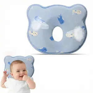 Baby Pillow,Cute Cartoon Bear Soft and Cozy Shaping Pillow, Breathable Bedding Set for Infants for Small Boys and Girls Prevent Flat Head