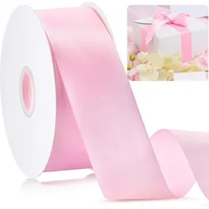 1-1/2" Pink Ribbon, 50 Yards Easter Ribbon for Gift Wrapping, Fabric Ribbons for Flower Bouquet Bridal Wedding Party Decoration Crafts Bow Making, Present Wrapping Ribbons for Every Holiday