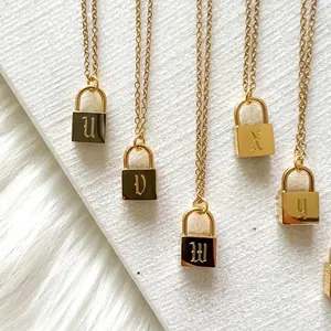Initial Padlock Necklace woman fashion