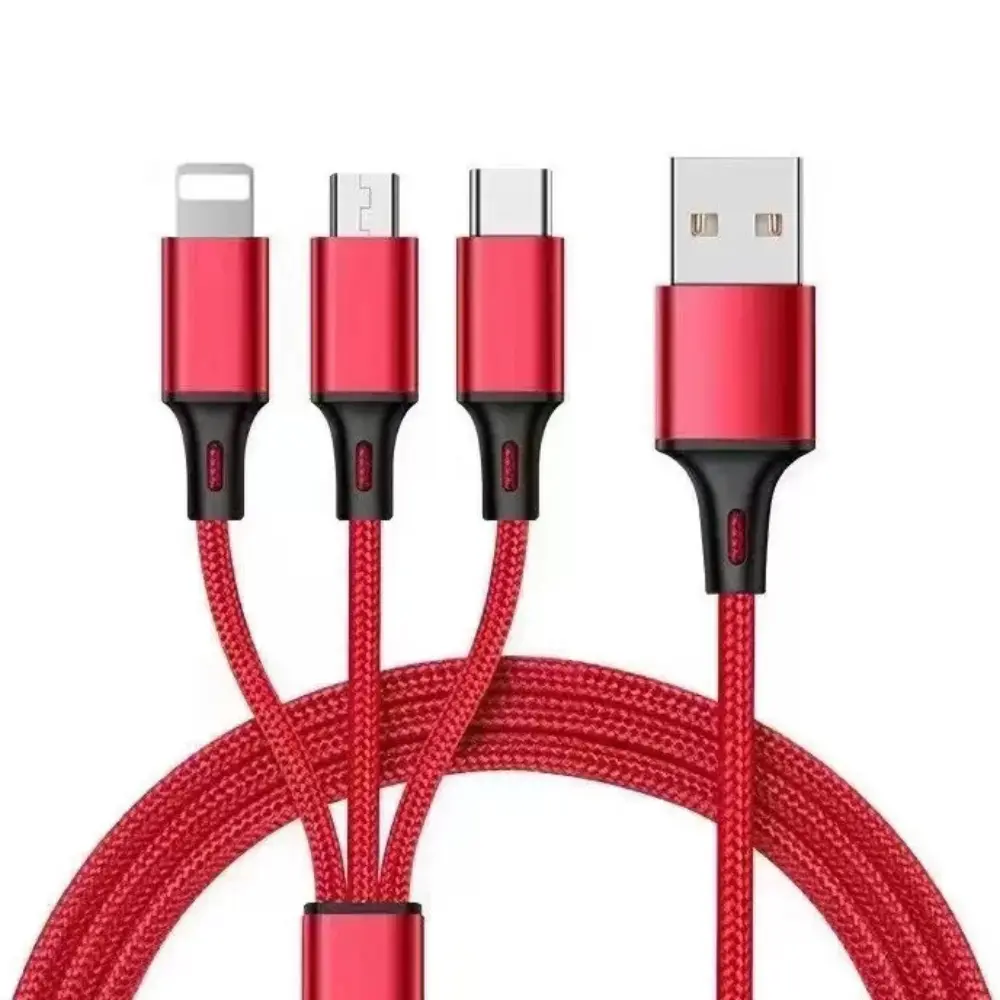 USB Multi Charging Cable for All Devices, Nylon 3 in 1 Multiple Charger Cable Charger with Multiple Connectors, USB A to USB C/Micro/Lightning USB Cable for iPhone 17-8 Pro Max/Android/iPad, Type c