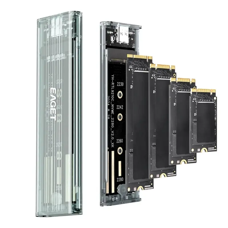 EAGET M.2 NVME SATA SSD Enclosure USB 3.2 Gen2, 5/10Gbps Solid