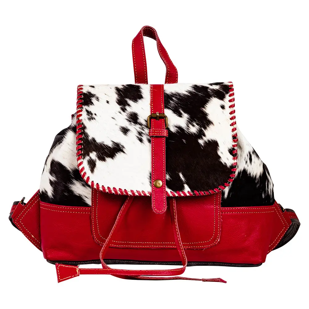 Women's Western Backpack in Hairon Cowhide & Genuine Leather, Rugged Everyday Carry Bag with Zipper Pockets & Phone Slot, Genuine Leather Handbags, Edc Gear