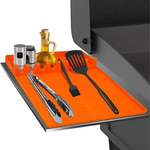 Silicone Griddle Tool Mat, 1 Count Waterproof & Oil-proof Spatula Drain Pad, Griddle Tools Mat with Drip Pad, Grill Spatula Mat for Outdoor Cooking