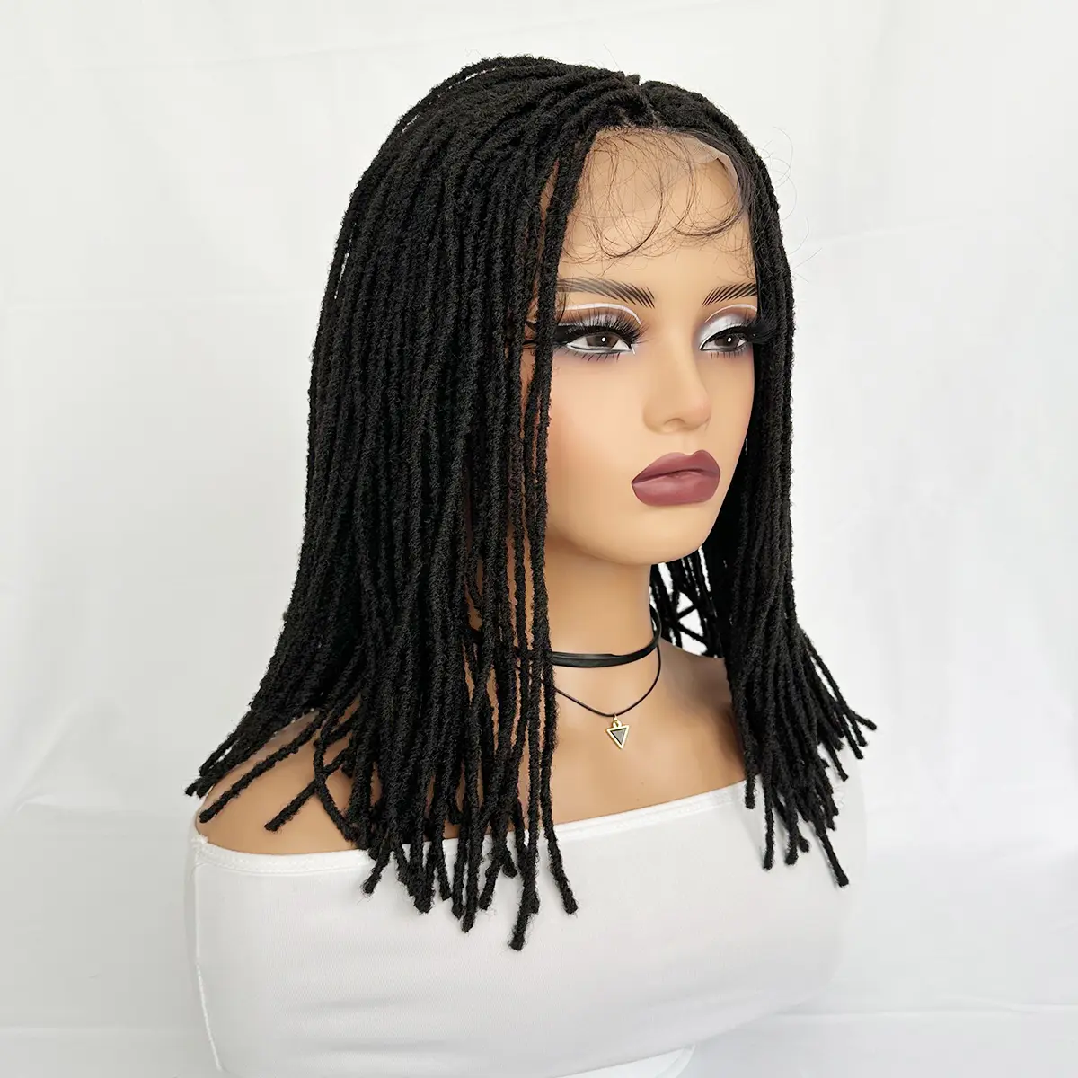 14 Inch Synthetic Hair Straight Full Lace Dreadlock Wig with Baby Hair Pre Plucked Knotless Square Part Faux Locs Wig Braided Wigs for Women Full Double Lace Wig Dreadlocks Crochet Hair for Women Lace Frontal Wigs Lace Glueless Wig
