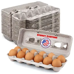 MT Products Blank Natural Pulp Large Egg Cartons 11.50 x 4.2 x 1.25 - Egg Crate Holds 12 Eggs - Made in the USA