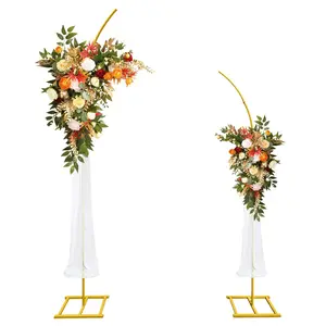 2 sets of metal wedding half-curved support frames, sheep horn background support kits, 2 sets of golden curved top curved wedding birthday party balloon flower ring scene decoration supports, decoration background frame, Garden Arch Decoration