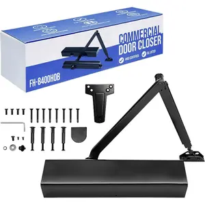 Commercial Door Closer - FS-8400 HOB - Heavy Duty Adjustable Grade 1 Standard Automatic Door Closing Hinge - ADA Compliant - Hold Open Function-Black Finish