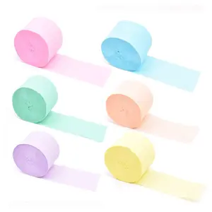 6pcs/set 25M Pastel Crepe Paper Streamers Roll, Multicolor Pastel Color DIY Paper Garland, Photography Backdrops For Wedding Birthday Party Bridal Shower Decoration Baptism Christening