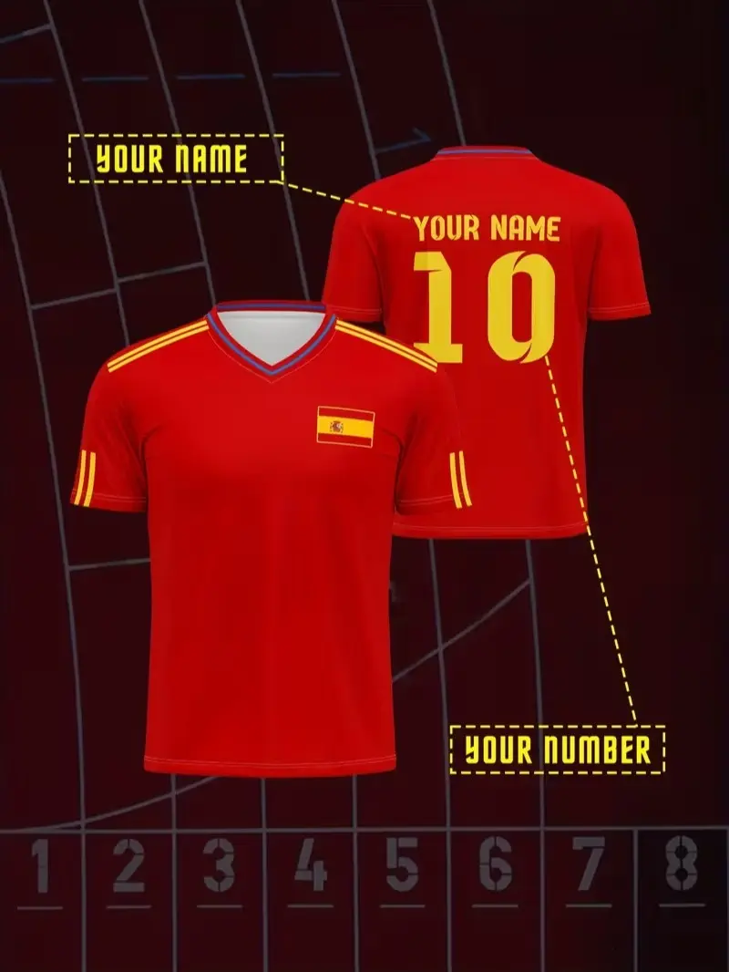 2024 V-Neck Soccer Jersey, Customizable with Name And Number, Fit for Sports, Leisure, And Outdoor Running (Add name to the notes section)