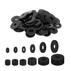 120 count Black Flat Rubber Washers Assortment Kit, 6 Sizes (12/16/18/20/25/30mm), Heavy Duty, Vibration Damping Pads for Shower , Garden Faucet, Plumbing Repair