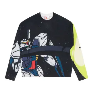 Hypland GUNDAM Blast Knit Sweater Multi Crewneck Graphic Knitwear for Men, Medium Size