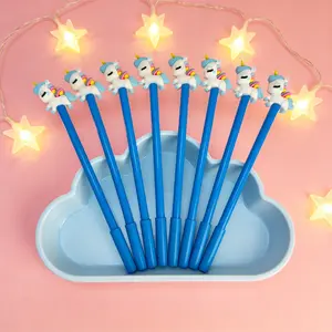 15/25pcs Creative and Lovely Unicorn-shaped Theme School Design Straight-bar Ballpoint Pen. Unicorn Series Gel Pen for Back-to-School Season, a Creative Gift. Colors Randomly Assigned