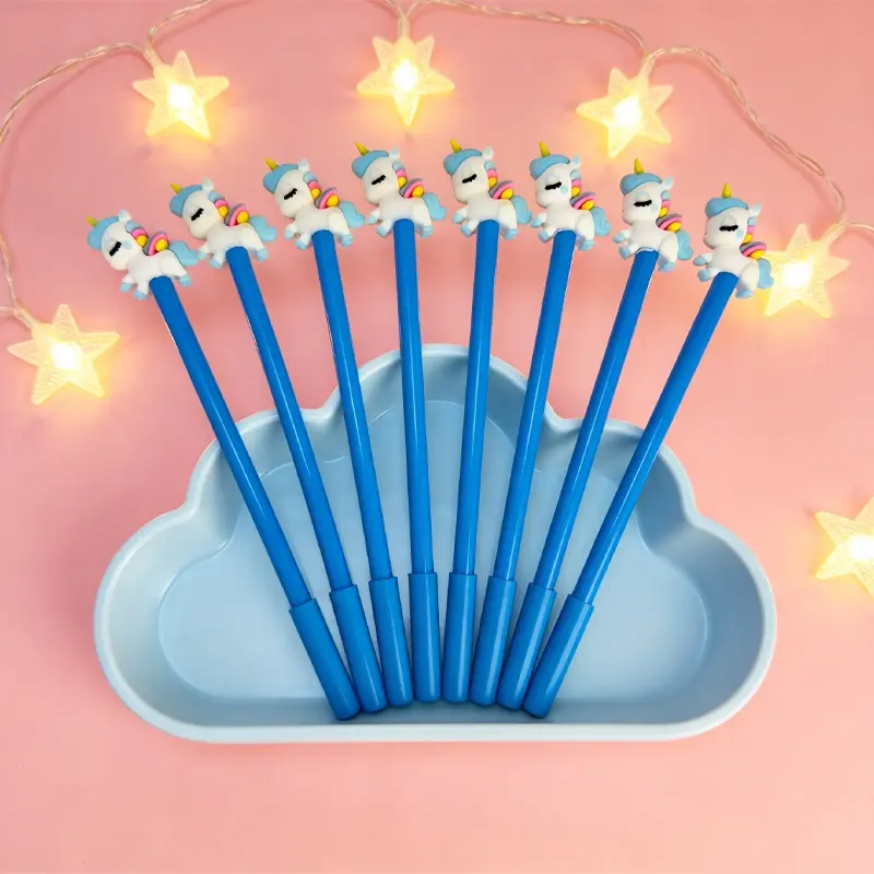 15/25pcs Creative and Lovely Unicorn-shaped Theme School Design Straight-bar Ballpoint Pen. Unicorn Series Gel Pen for Back-to-School Season, a Creative Gift. Colors Randomly Assigned