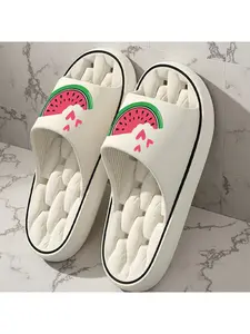 1 Pair Unisex New Style Slippers, Sweet Watermelon Heart Pattern Summer Slippers, Women's Summer Slippers, Indoor/Outdoor Summer Slippers, Holiday Gift Slippers, House Slippers, Beach Slippers, Bathroom Slippers, Birthday Gift Slippers, Casual Summer
