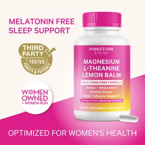 Pink Stork Sleep Support | Magnesium Glycinate + L-Theanine | Gentle Focus + Relaxation | Melatonin-Free Essential Minerals Supplement Clean Fitness Supplement