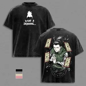 Shikamaru Nara What a Drag Vintage Washed Tee, NRT Anime Oversize Cotton T-Shirt, Manga Graphic Shirt, Retro Ninja Streetwear Unisex Graphic Tee