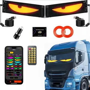 2PCS Devil Eyes LED Lights for Car Windshield, 23.6x4.72in Programmable Flexible Panel, with Advanced Chip & 100% Synced Dual Screen Animated Eyes for Car, Truck, SUVs