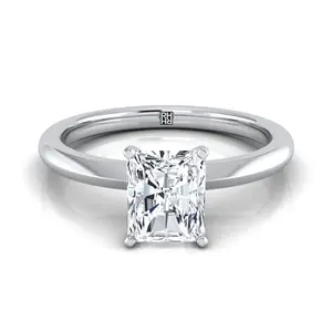 Petite Knife Edge Solitaire Radiant Engagement Ring Setting in Platinum