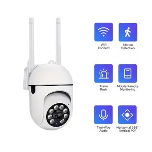 2 Pack 2.4G WiFi Security Camera for Home, 1080P FHD Color Night Vision, 360° PTZ Pan/Tilt, Motion Detection & Tracking, Two-Way Audio, Siren, USB Cable Included, Plug-in Power Only (No Adapter), SD/Cloud Storage