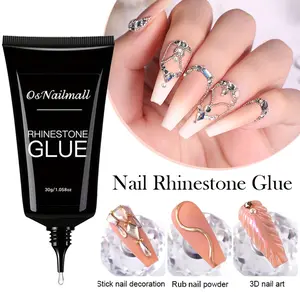 30ML Nail Rhinestone Glue, Super Strong Gel Nail Glue for Nail Charm, 3D Nails Bling Gel, Decorative Gem Nail Art Jewelry, Bling Rhinestone Decoration