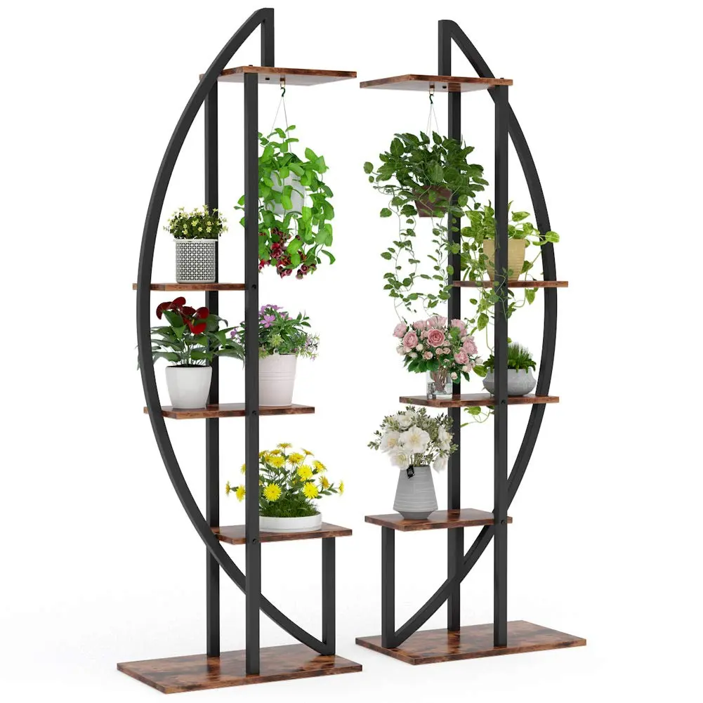 Tribesigns 5-Tier Plant Stand Pack of 2, Multi-Purpose Curved Plant Stand Rack for Indoor Garden, Balcony Flower Organiser Shelf Decorative Wood Tribesigns 5-Tier Plant Stand Pack of 2, Multi-Purpose Curved Plant Stand Rack for Indoor Garden, Balcony Flower Organiser Shelf Decorative Wood