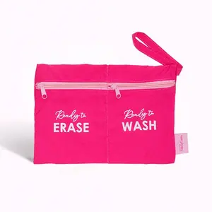 MakeUp Eraser Wet/Dry Travel Bag - Water-Resistant MakeUp Eraser Dual Pocket Organizer Pouch