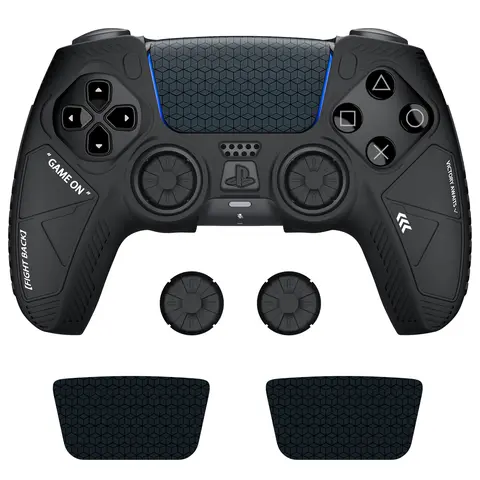VIDPPLUING Non-Slip PS5 Controller Protector Kit - Matte Mech Feel Cover with Thumb Grip Gap, Silicone Shield, Touchpad Sticker, Joystick Film, Spider Gaming Accessories, Gamer Dad Gift (Sweatproof Hold, PS5 Accessories, Gamer Stuff)
