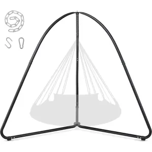 Tripod Hanging Chair Stand - 400lbs Capacity, Heavy Duty Steel, Rust Resistant,  Hammock Frame for Air Porch, Indoor/Outdoor Use - Swing Not Included, Black