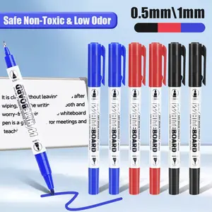 10 Whiteboard Markers Dual Tip Erasable Bright Blackboard Window Glass Car Erase Marker Set, School Office Supplies