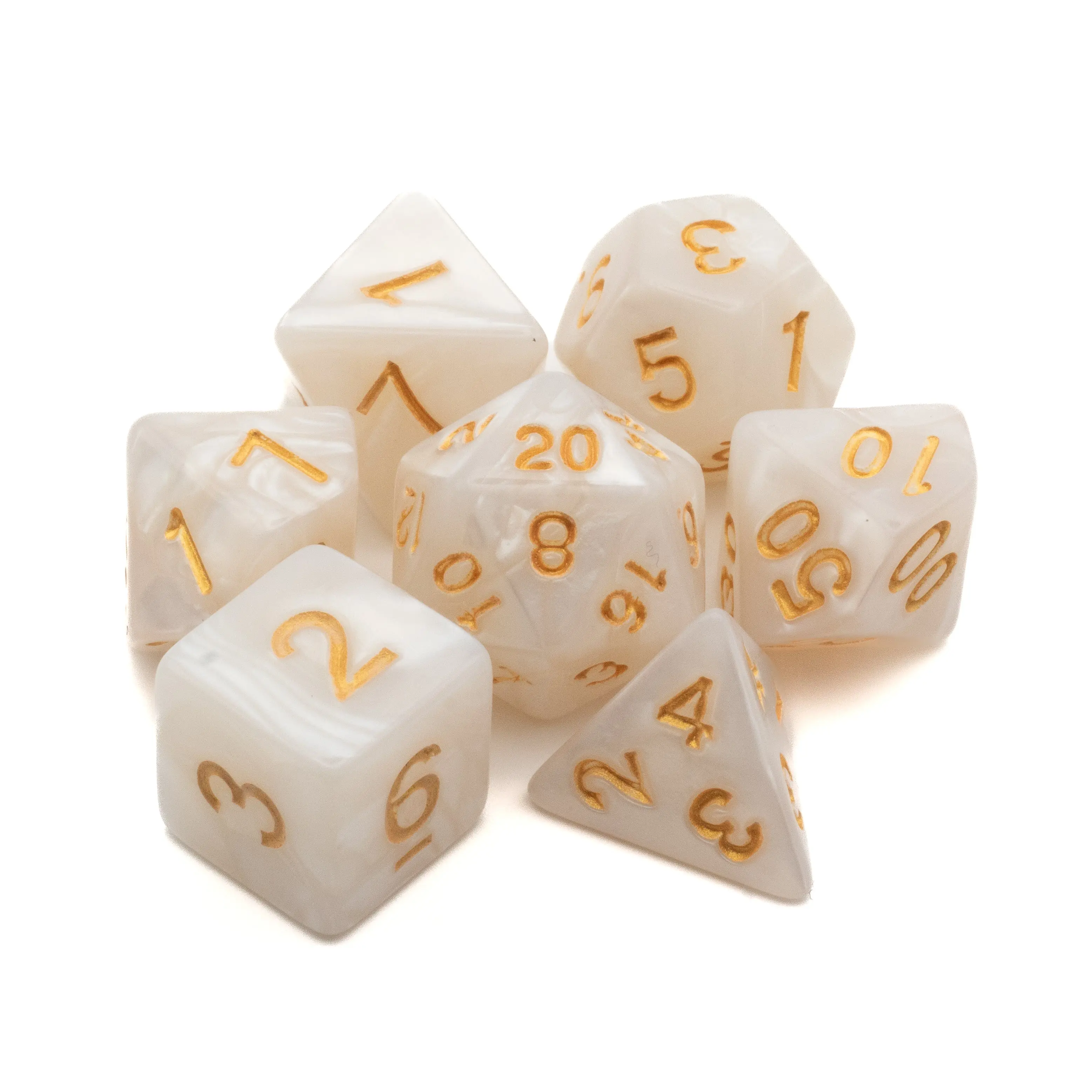 White Marbled Acrylic Dice Set