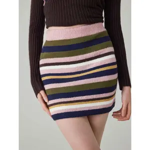 Cider [size 2-10] Middle Waist Striped Knitted Mini Skirt