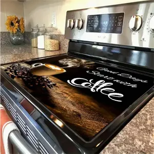 HarleyLand Coffee Pattern Gas Stove Cooktop Panel Protector Cover,  1 Count Heat & Scratch Resistant Stove Top Protectors, Multipurpose Cooktop Cover for Flat Top Oven