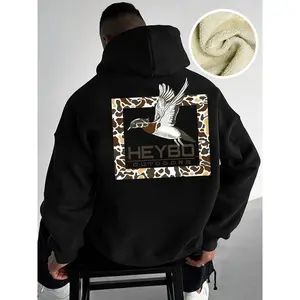 Men’s Fleece-Lined Hoodie Long-Sleeve Pullover, Casual Winter Wear, Thick Fabric, Fitted Style, Warm & Comfortable Design