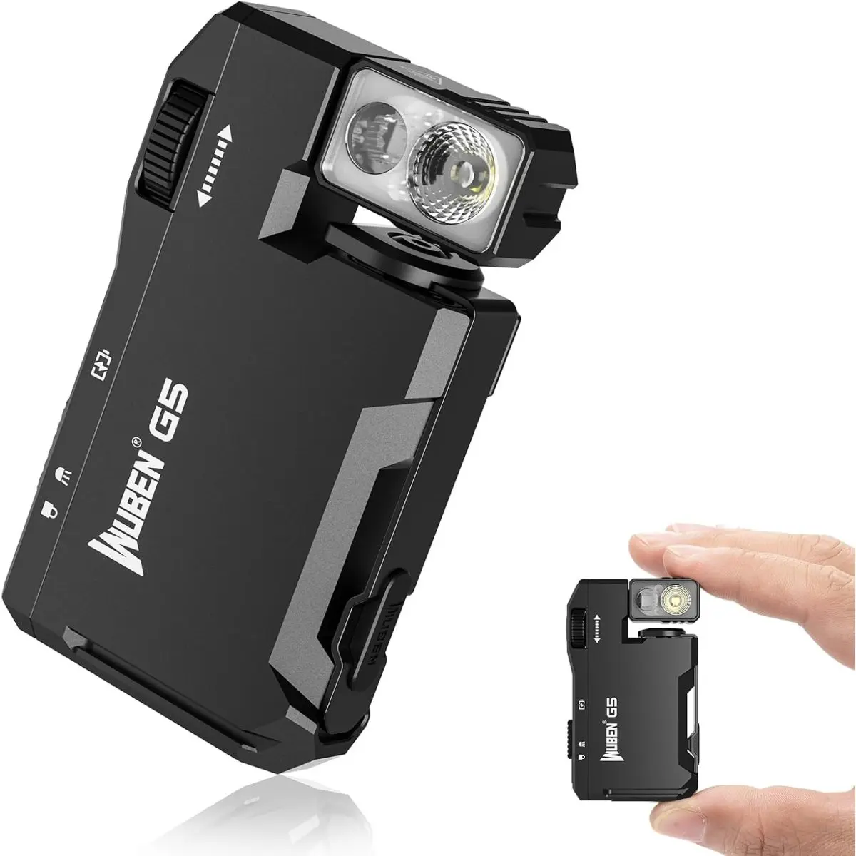 G5 Rechargeable EDC Flashlight, Mini Flat Bright Small Flashlight 400 Lumens Dual Light Source LED Flashlight with RGB, Magnetic Mini Bright Keychain Flashlight for Home, Camping, Emergencies On-Site