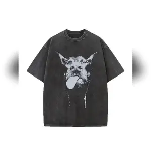 Women's Retro Doberman Graphic Vintage ed Cotton Tee - Everyday Streetwear Round Neck Short-Sleeve Casual Relaxed Fi Relaxed Everyday Shirt