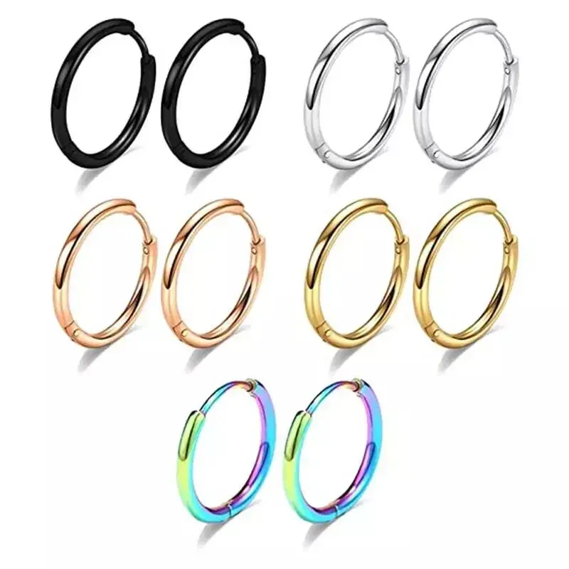 Stainless Steel 12 Gauge Huggie Hoop Earrings Unisex Women Men 13mm - 25mm E10